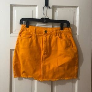 tangerine boohoo denim skirt NWOT